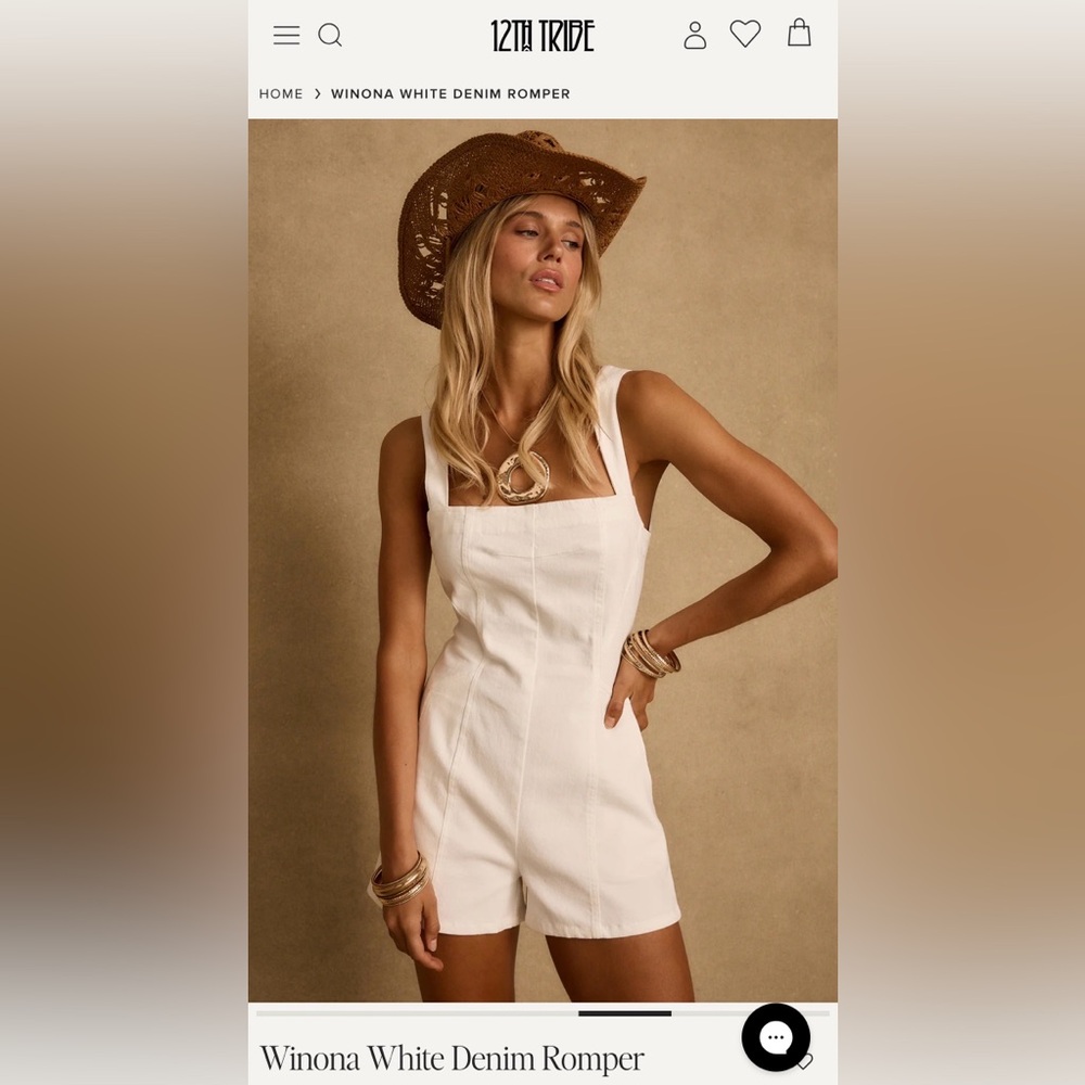 12th Tribe Winona White Denim Romper
